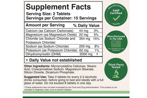 Dihydromyricetin (DHM) 1000mg + Elektrolyter